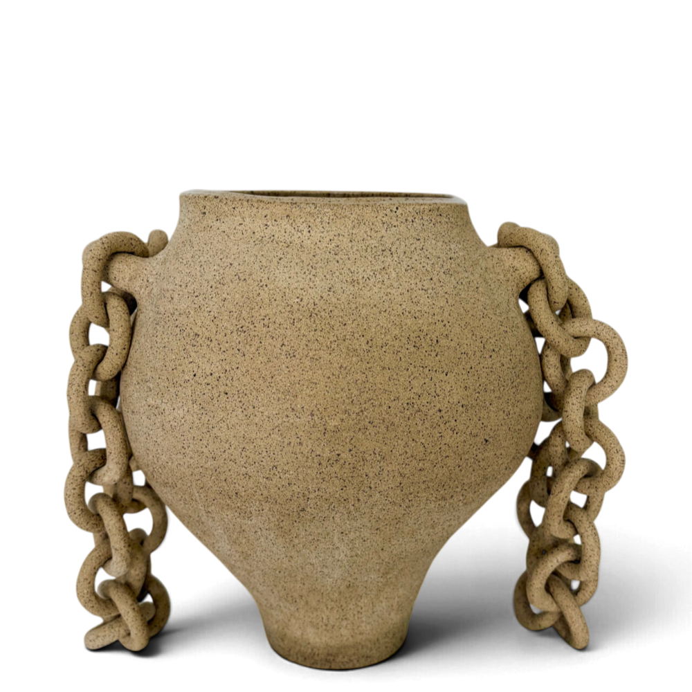 Wide Neck Chain Vase by Darina Palmire